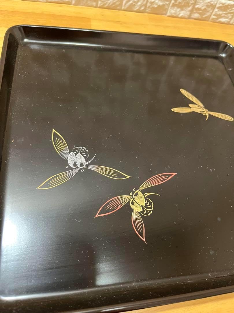 輪島塗 お盆 漆器 膳 正方形 黒 デッドストック！極上黒漆の